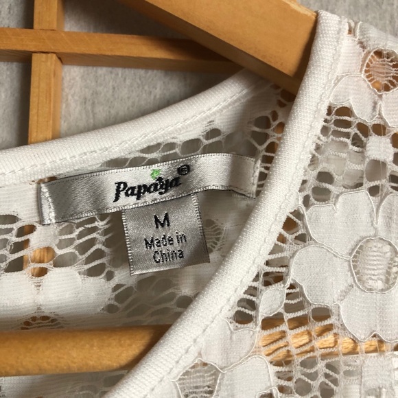 White lace lined mini dress Papaya S/M - Picture 8 of 8